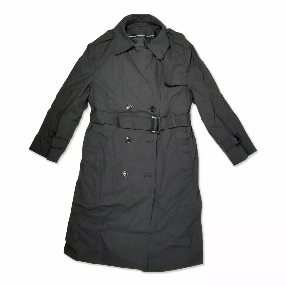 Defense Logistics Agency Garrison Collection Black All Weather Lined Trench Coat